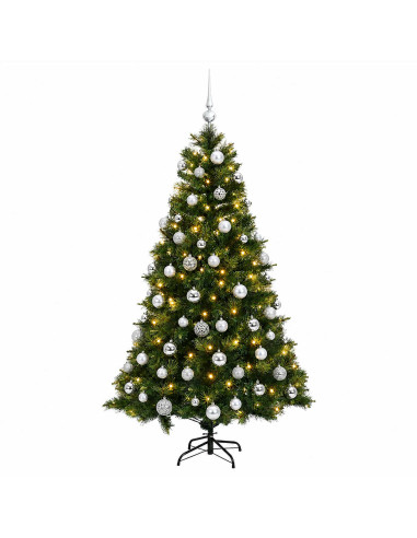Albero di Natale artificiale con palline 210 cm 300 LED