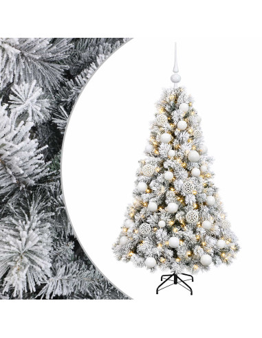 Albero di Natale artificiale con palline 120 cm 150 LED