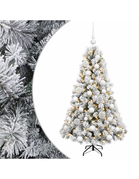 Albero di Natale artificiale con palline 120 cm 150 LED