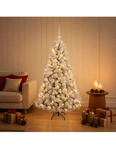 Albero di Natale artificiale con palline 120 cm 150 LED