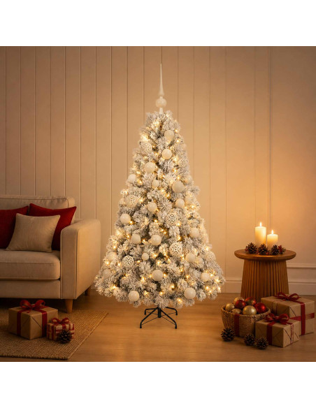 Albero di Natale artificiale con palline 120 cm 150 LED