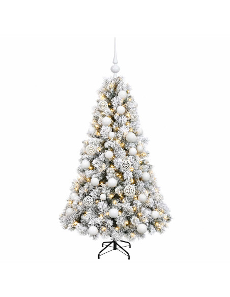 Albero di Natale artificiale con palline 120 cm 150 LED