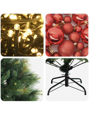 Albero di Natale artificiale con palline 210 cm 300 LED