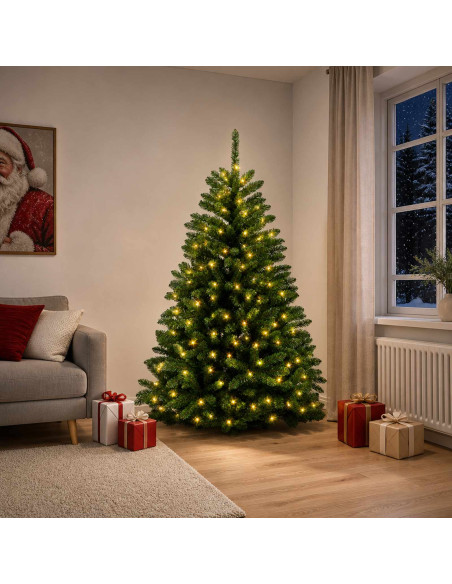 Albero di Natale Artificiale con Rami Pieghevoli 180 cm 300 LED