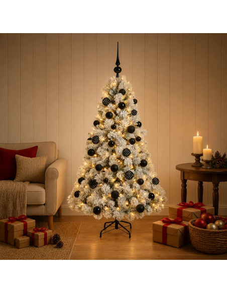 Albero di Natale artificiale con palline 120 cm 150 LED