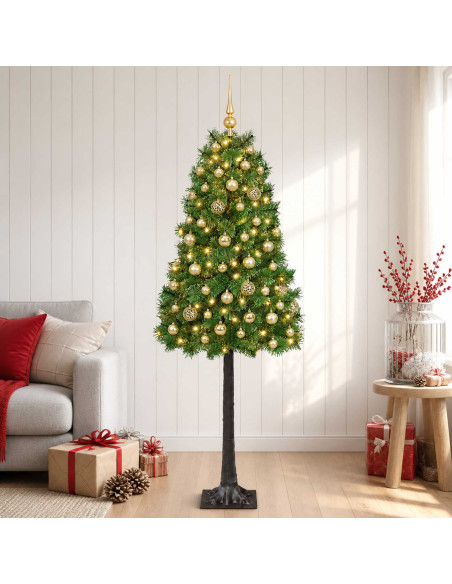 Albero di Natale artificiale con rami snodati e palline 150 cm