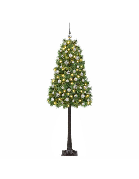Albero di Natale artificiale con rami snodati e palline 150 cm