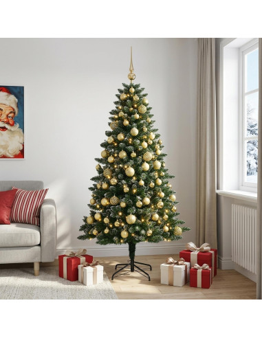 Albero di Natale Artificiale con Palline 210 cm 300 LED