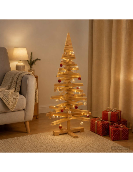 Albero di Natale in legno KOTKA 90 cm Legno Massello di Pino