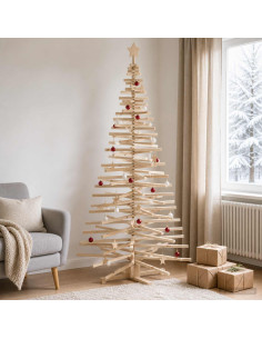 Albero di Natale in legno KOTKA 210 cm Legno Massello di Pino