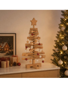 Albero di Natale in legno KOTKA 60 cm Legno Massello di Pino