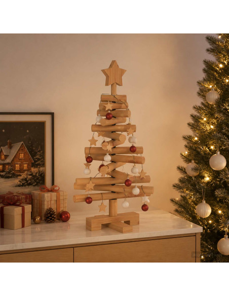 Albero di Natale in legno KOTKA 60 cm Legno Massello di Pino