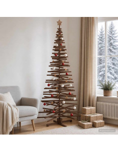 Albero di Natale in legno KOTKA 240 cm Legno Massello di Pino