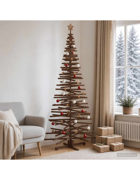 Albero di Natale in legno KOTKA 240 cm Legno Massello di Pino