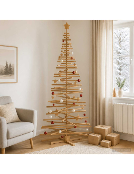 Albero di Natale in legno KOTKA 240 cm Legno Massello di Pino
