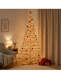 Albero di Natale in legno KOTKA 210 cm Legno Massello di Pino