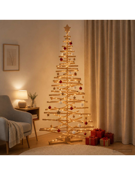Albero di Natale in legno KOTKA 210 cm Legno Massello di Pino