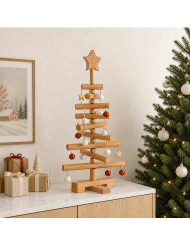 Albero di Natale in legno KOTKA 60 cm Legno Massello di Pino
