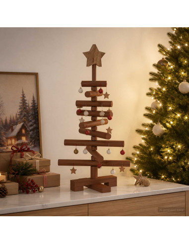 Albero di Natale in legno KOTKA 60 cm Legno Massello di Pino