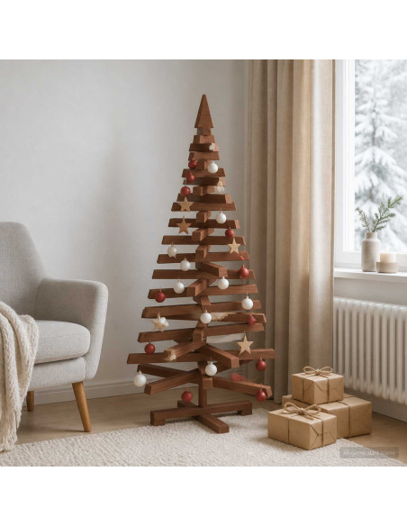 Albero di Natale in legno KOTKA 120 cm Legno Massello di Pino