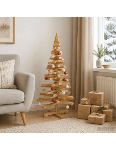 Albero di Natale in legno KOTKA 90 cm Legno Massello di Pino