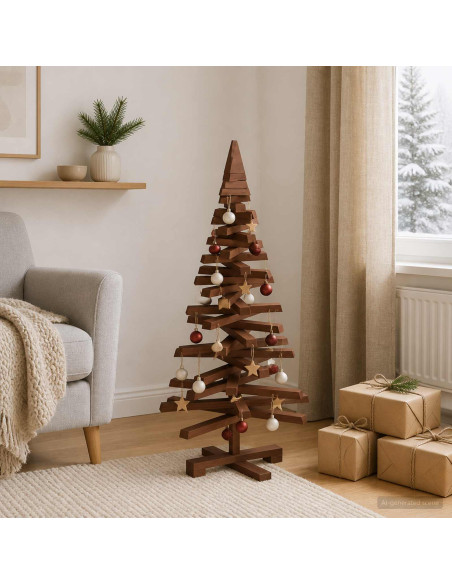 Albero di Natale in legno KOTKA 90 cm Legno Massello di Pino