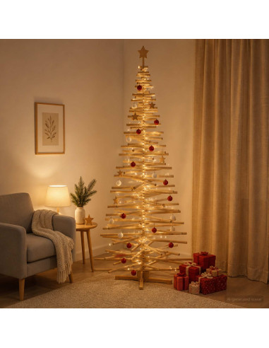 Albero di Natale in legno KOTKA 240 cm Legno Massello di Pino