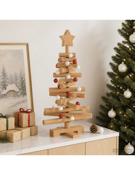 Albero di Natale in legno KOTKA 60 cm Legno Massello di Pino