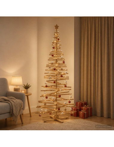 Albero di Natale in legno KOTKA 240 cm Legno Massello di Pino