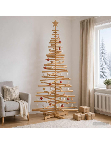 Albero di Natale in legno KOTKA 210 cm Legno Massello di Pino