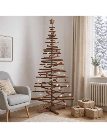 Albero di Natale in legno KOTKA 210 cm Legno Massello di Pino