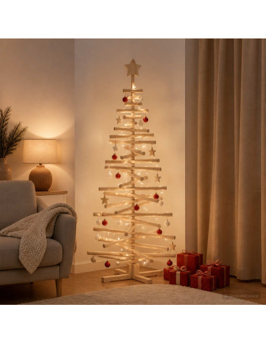 Albero di Natale in legno KOTKA 150 cm Legno Massello di Pino