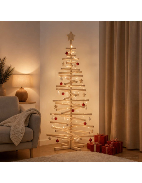 Albero di Natale in legno KOTKA 150 cm Legno Massello di Pino
