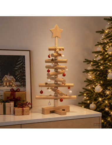 Albero di Natale in legno KOTKA 60 cm Legno Massello di Pino