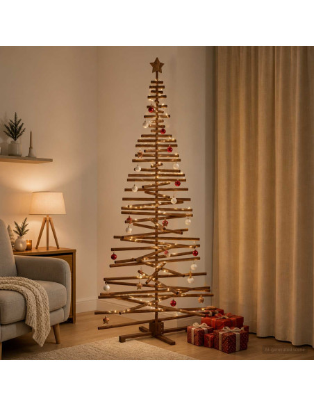 Albero di Natale in legno KOTKA 240 cm Legno Massello di Pino