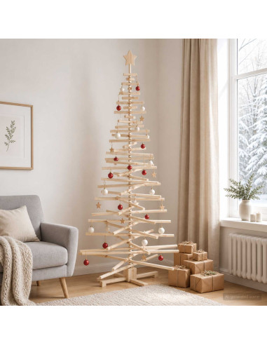 Albero di Natale in legno KOTKA 210 cm Legno Massello di Pino