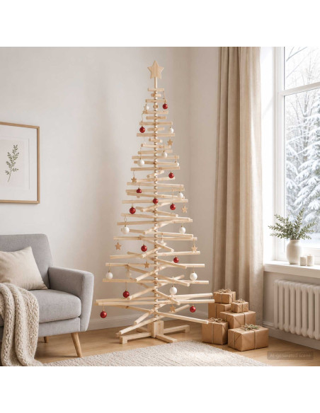 Albero di Natale in legno KOTKA 210 cm Legno Massello di Pino