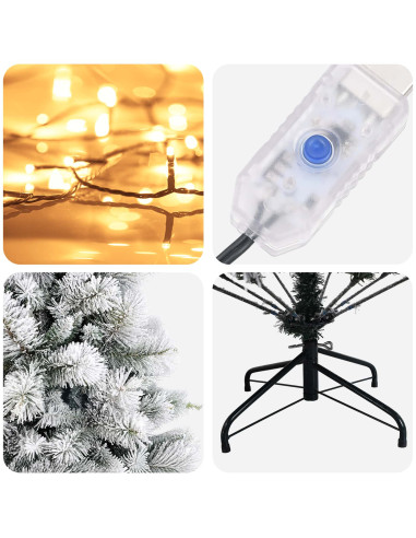 Albero di Natale Artificiale con Rami Pieghevoli 210 cm 300 LED