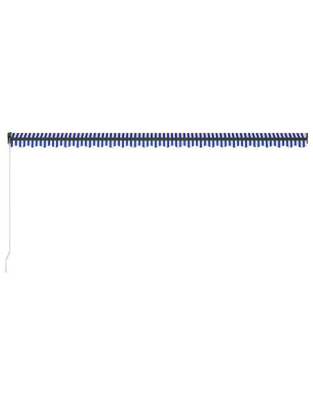 Tenda da Sole Retrattile Manuale con LED 600x300cm Blu e Bianco