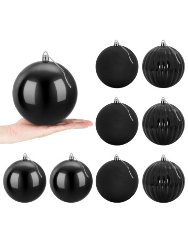 Set di palline di Natale XL 9 pz Nero Ø 15 cm Plastica