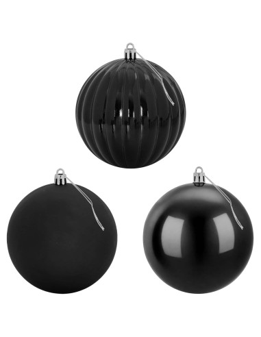 Set di palline di Natale XL 9 pz Nero Ø 15 cm Plastica