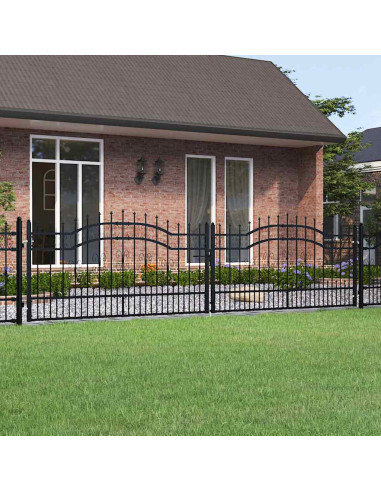 Cancello per recinzione KAMPEN con punta a lancia Nero 394,5x100 cm in acciaio