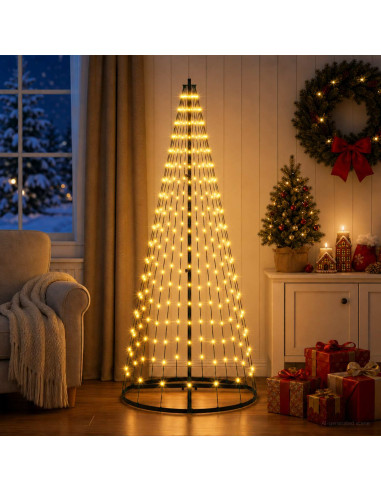 Albero di Natale LED 165 cm 270 LED Bianco caldo Ferro Nero