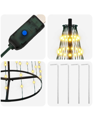 Albero di Natale LED 165 cm 270 LED Bianco caldo Ferro Nero