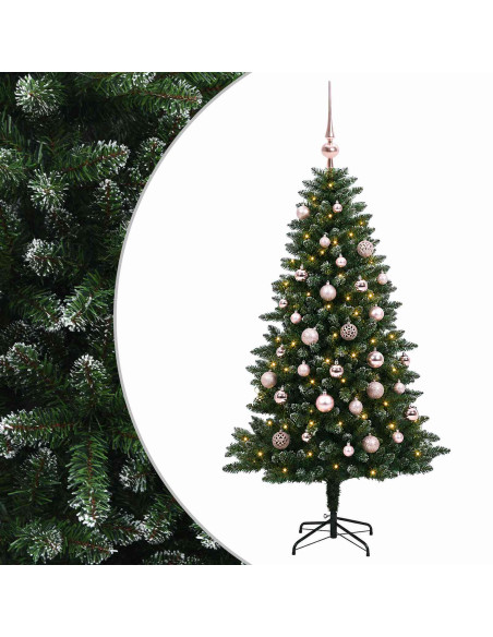 Albero di Natale Artificiale con Palline 150 cm 150 LED