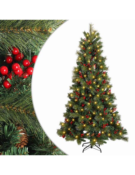 Albero di Natale Artificiale con Rami Pieghevoli 180 cm 300 LED