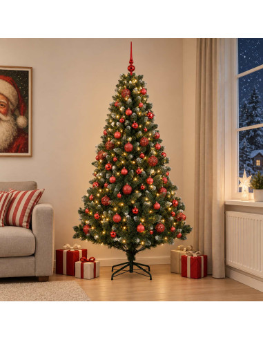 Albero di Natale Artificiale con Palline 210 cm 300 LED