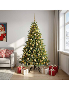 Albero di Natale artificiale con palline 210 cm 300 LED