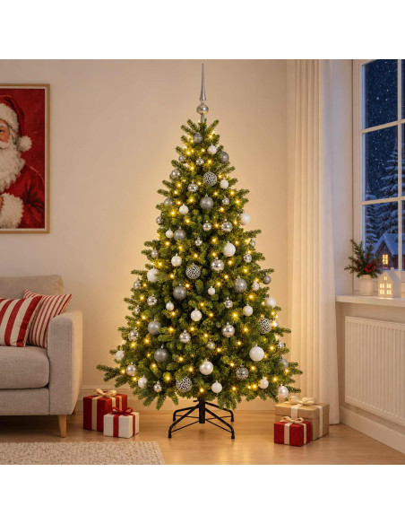 Albero di Natale artificiale con palline 180 cm 300 LED