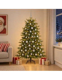 Albero di Natale artificiale con palline 180 cm 300 LED